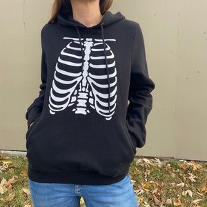 Hot Topic Black Skeleton Hoodie Ribcage